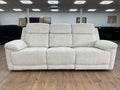 Owen 3-Seater Electric Recliner Sofa: Beige or Grey Fabric, Cupholders, Wireless Charger