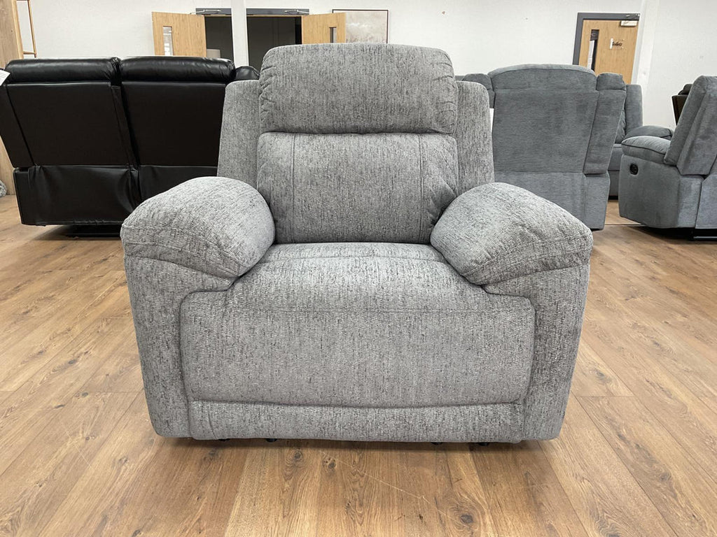 Owen Electric Recliner Armchair, Cupholders, Wireless Charger, Soft Beige or Grey Fabric