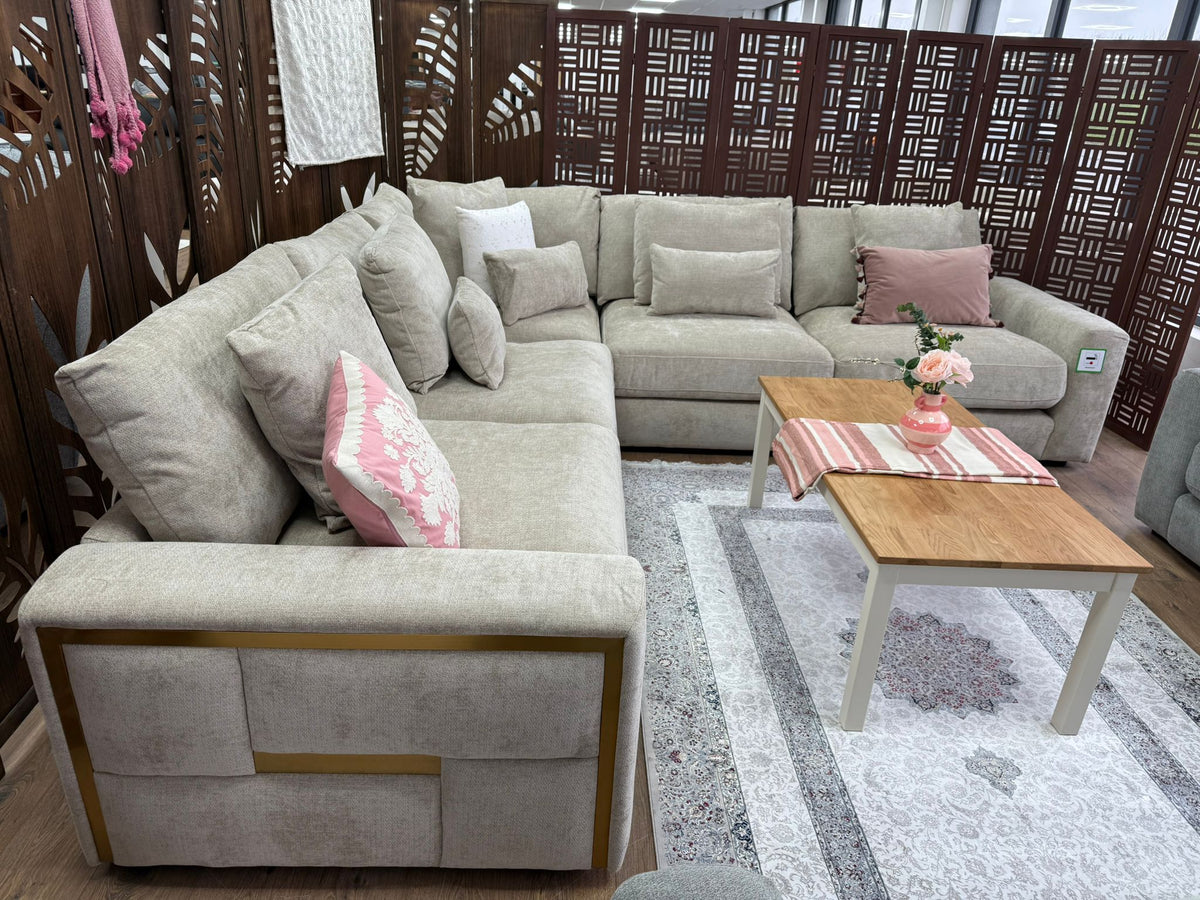 Jupiter Large Corner Sofa: Luxurious Fabric, Deep Seating, Plush Scatter Cushions