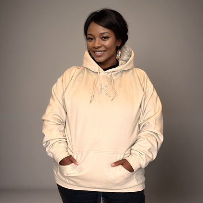 Signature Silver Diamante “R” Cotton Hoodie