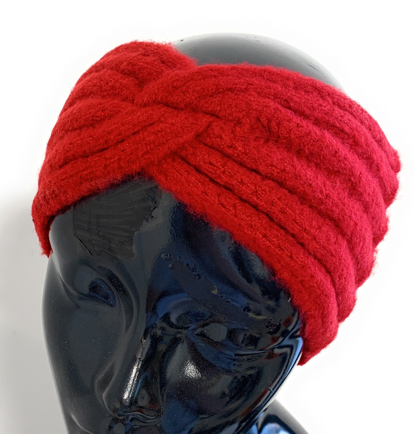Women's Girls' Winter Warm Headband Knot Knit Woolly Head Ear Warmer Wrap Sweatband - Red