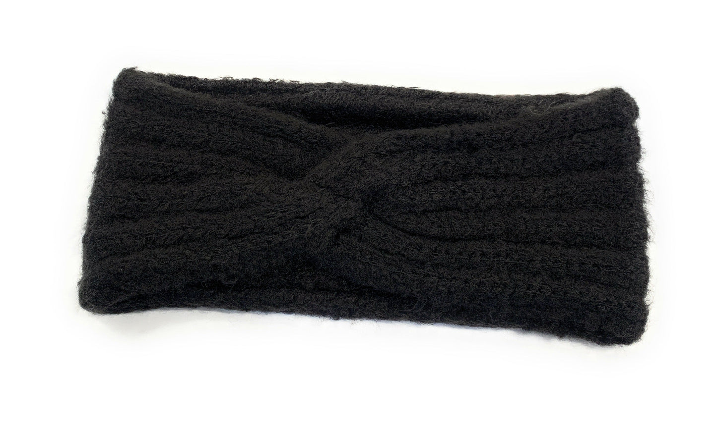 Women's Girls' Winter Warm Headband Knot Knit Woolly Head Ear Warmer Wrap Sweatband - Black