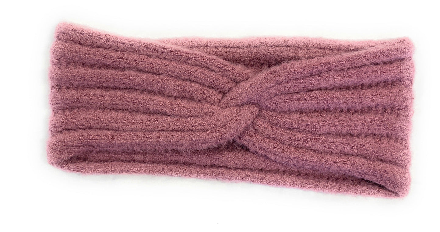 Women's Girls' Winter Warm Headband Knot Knit Woolly Head Ear Warmer Wrap Sweatband - Dusty Pink