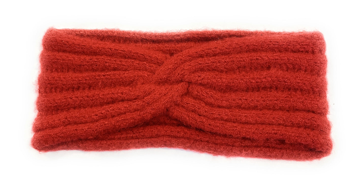 Women's Girls' Winter Warm Headband Knot Knit Woolly Head Ear Warmer Wrap Sweatband - Red