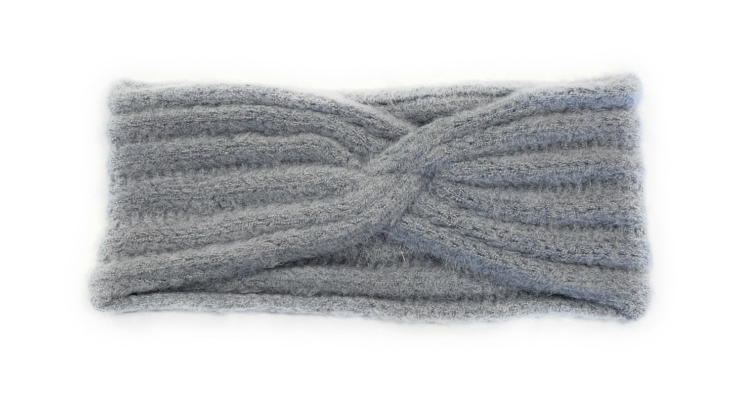 Women's Girls' Winter Warm Headband Knot Knit Woolly Head Ear Warmer Wrap Sweatband - Light Grey