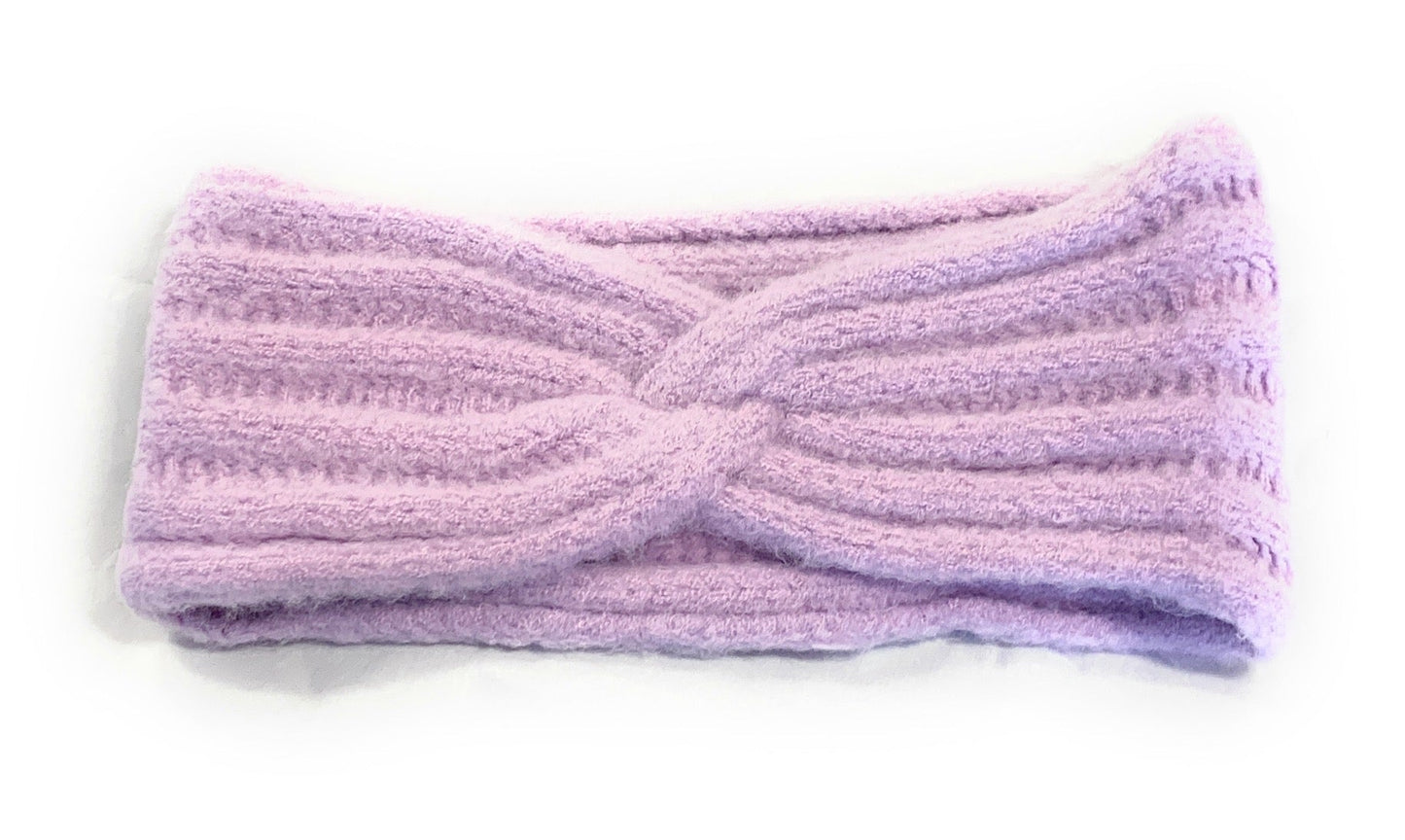 Women's Girls' Winter Warm Headband Knot Knit Woolly Head Ear Warmer Wrap Sweatband - Pastel Purple / Lilac