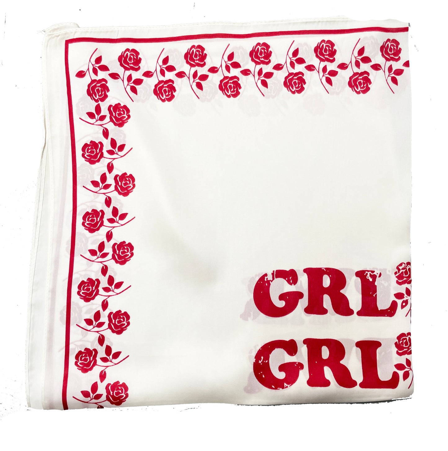 Red and White Rose Thin Silky Scarf Summer and Spring