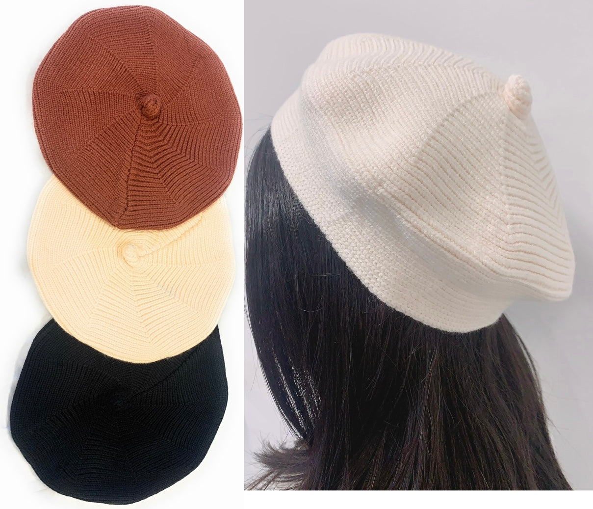 Girls Kids Beret Hat French Style Classic Artist Winter Warm Knitted Cap