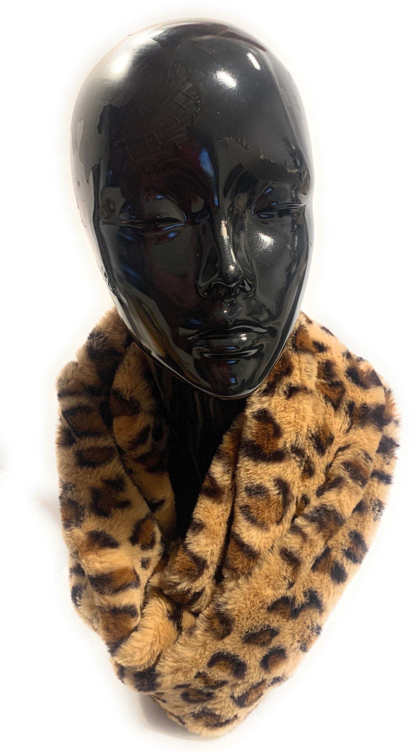 Women's Fluffy Faux Fur Winter Neck Warmer Ladies Scarf Snood Soft Warm Collar UK - Leopard