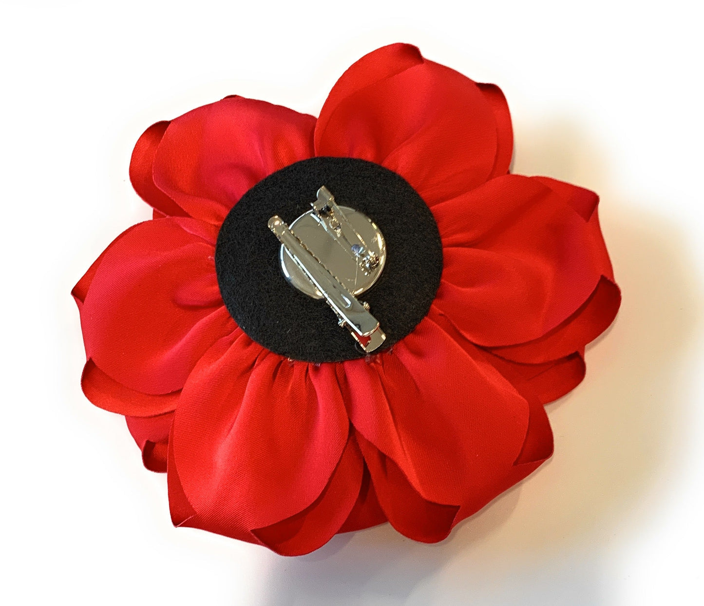 15cm Large Rose Fascinator Corsage Hair Clip and Brooch Pin, Satin Flower, Red