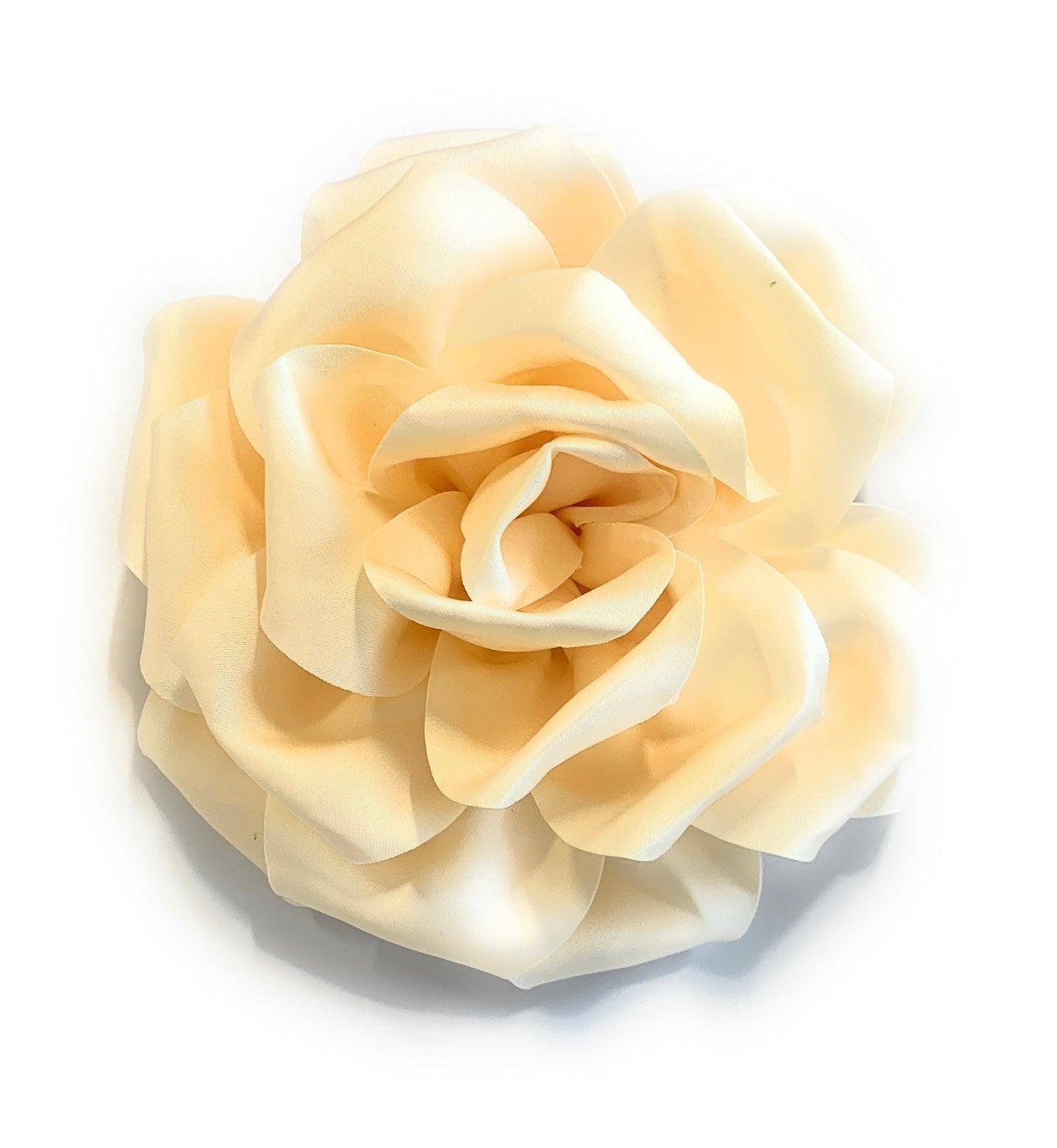 15cm Large Rose Fascinator Corsage Hair Clip and Brooch Pin, Satin Flower, Ivory Cream