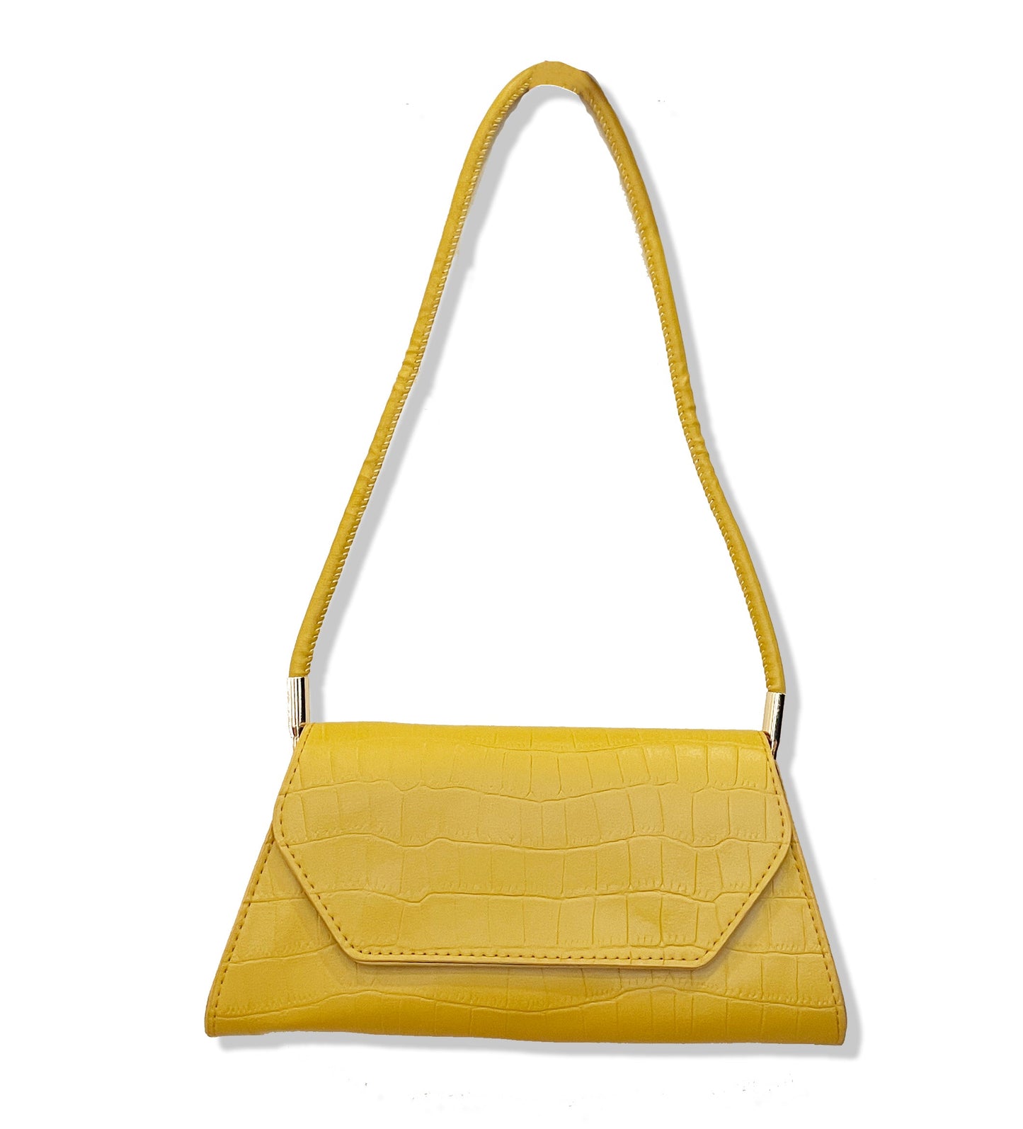 Caprilite Shoulder Bag Handbag Mustard Yellow Crocodile Embossed
