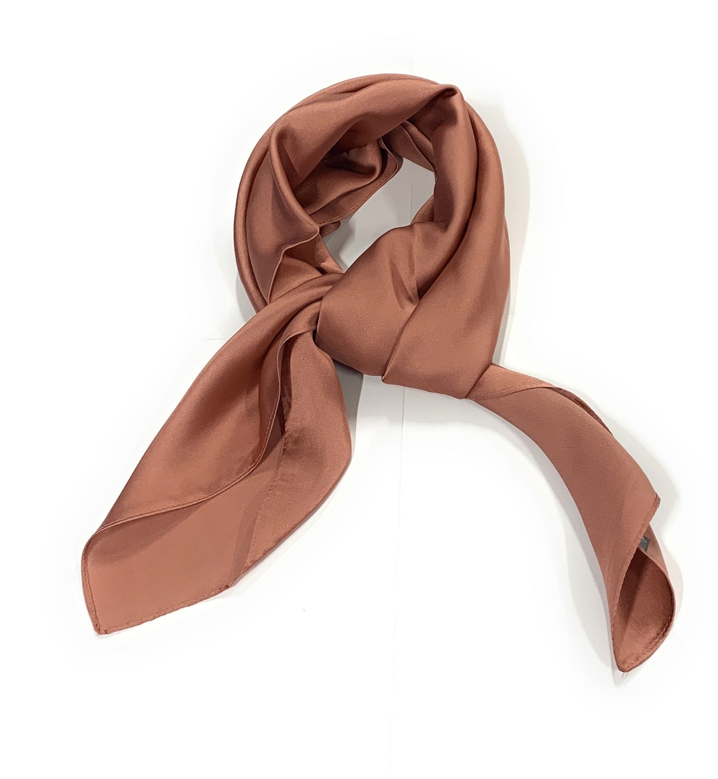 70cm x 70cm Large Silky Thin Scarf Plain Square Faux Silk Head Neck Bag Charm - Terracotta Pink / Red Earth