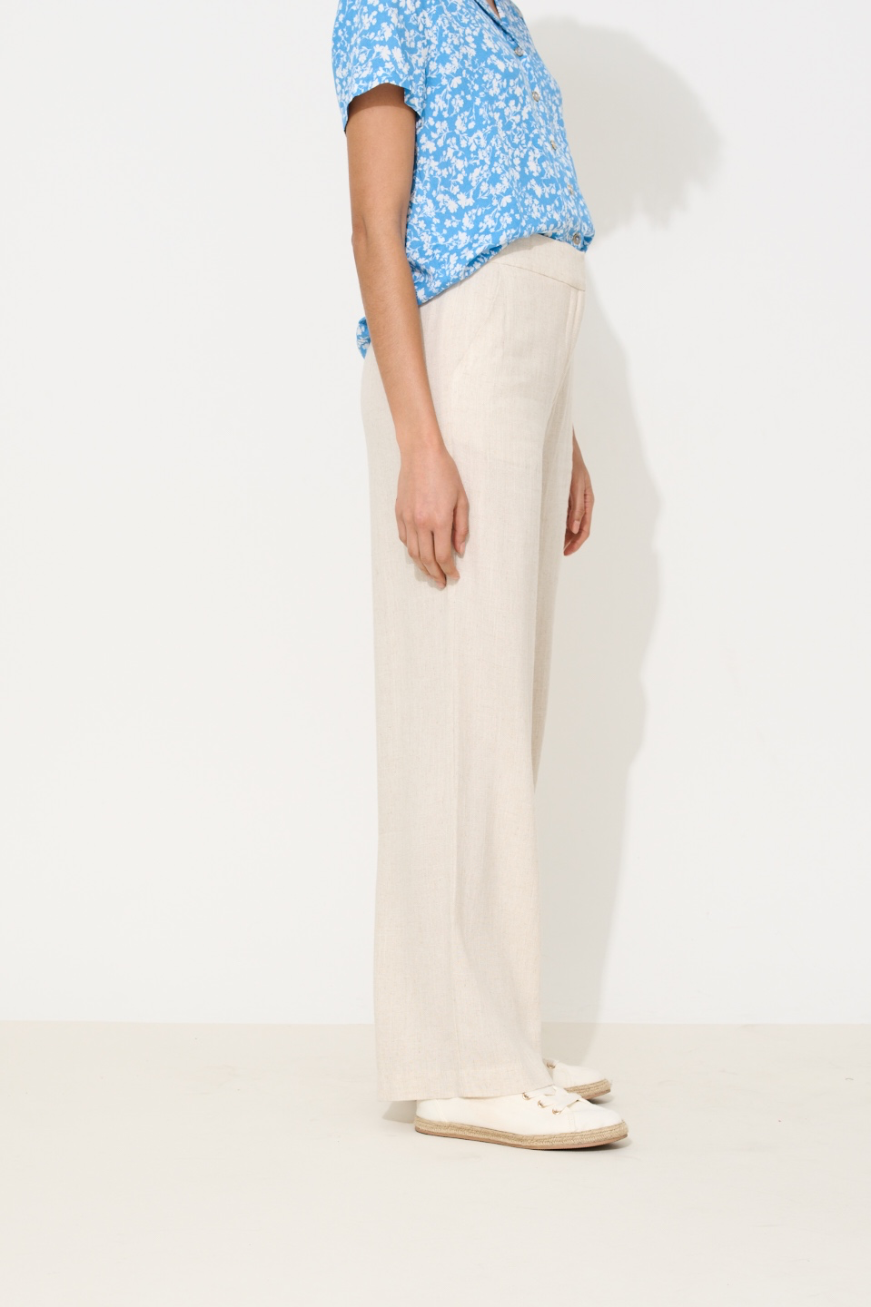 Tilde Linen Mix Straight Leg Trousers - Natural