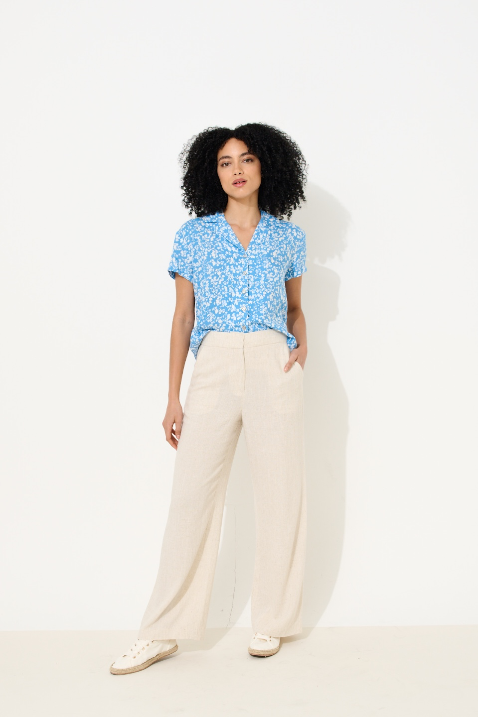 Tilde Linen Mix Straight Leg Trousers - Natural