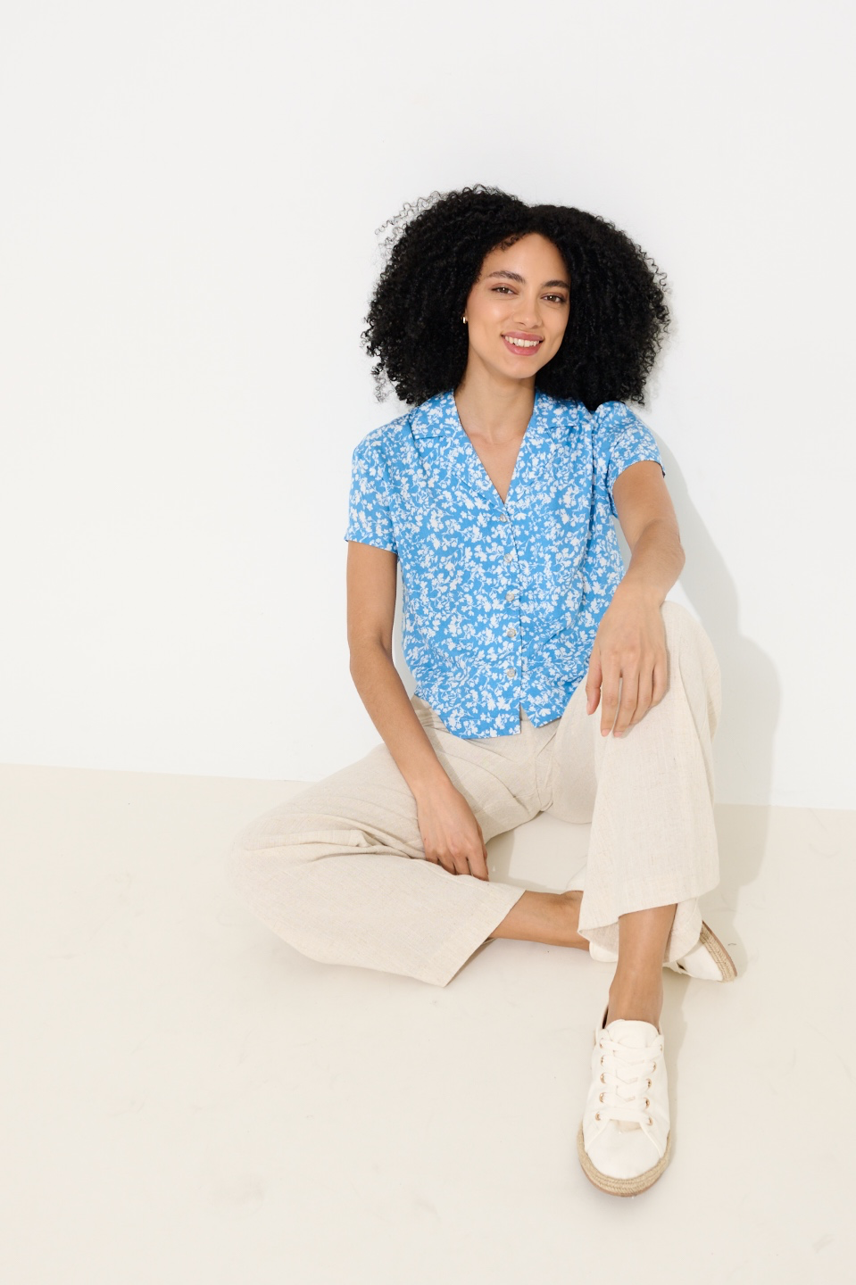 Tilde Linen Mix Straight Leg Trousers - Natural