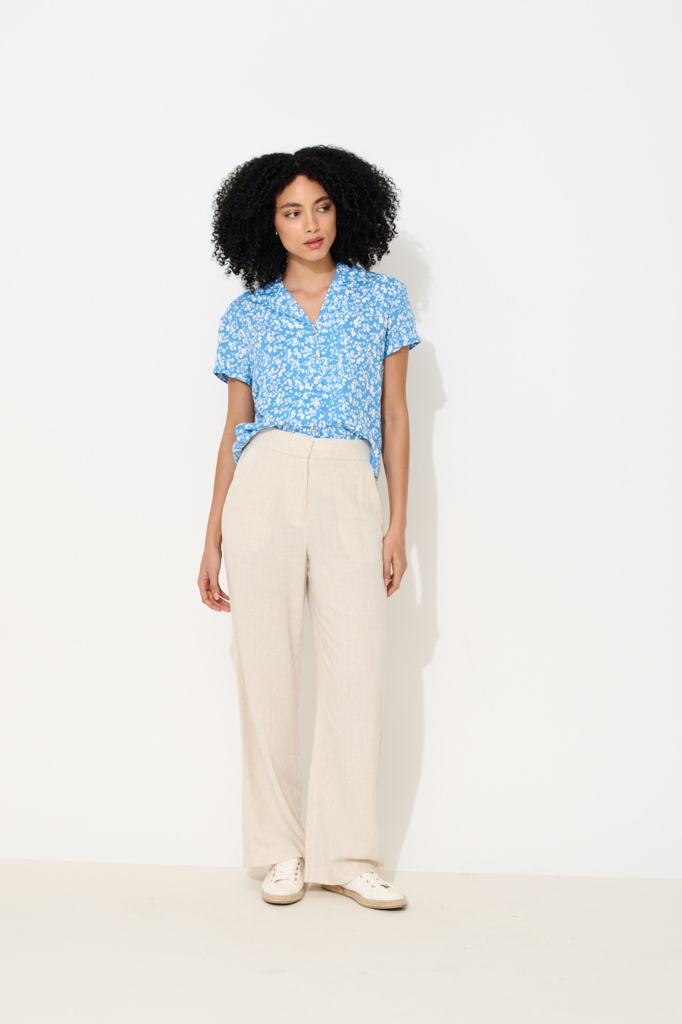 Tilde Linen Mix Straight Leg Trousers - Natural
