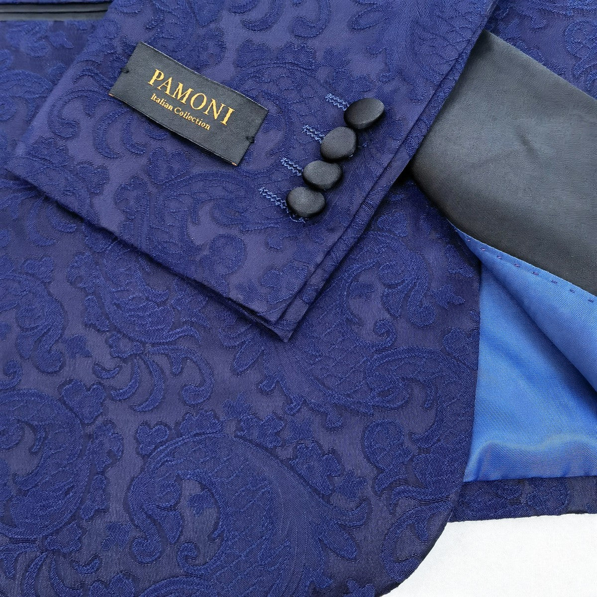Midnight Blue Floral Pattern 3-Piece Tuxedo
