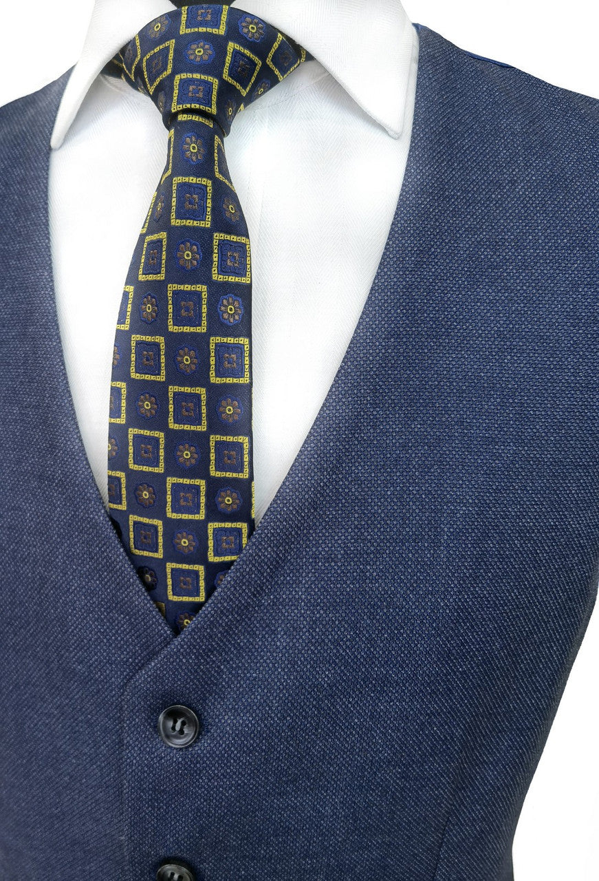 Mid Blue Birdseye 3-Piece Suit