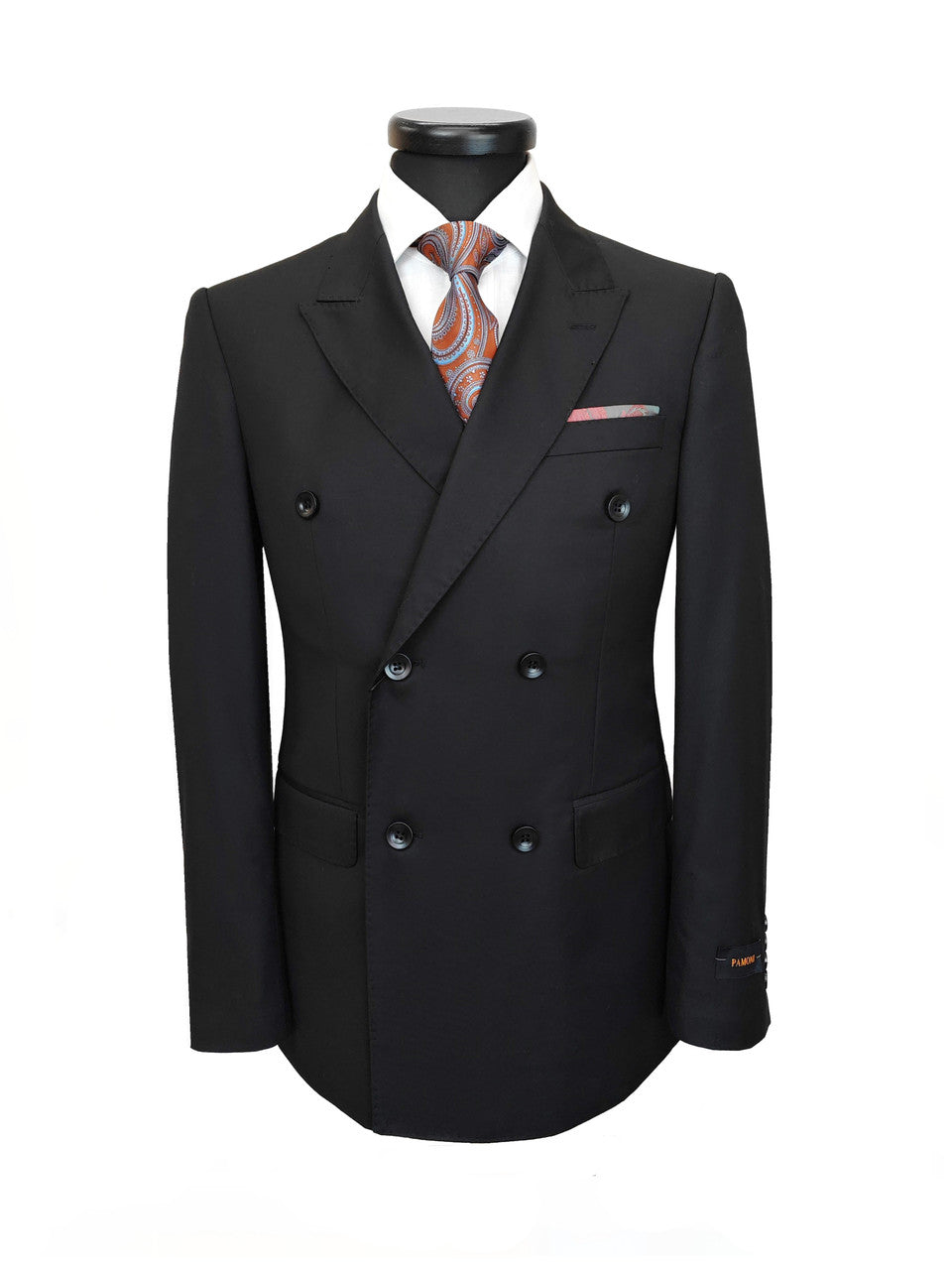 Men's Black Double-Breasted Slim Fit Suit