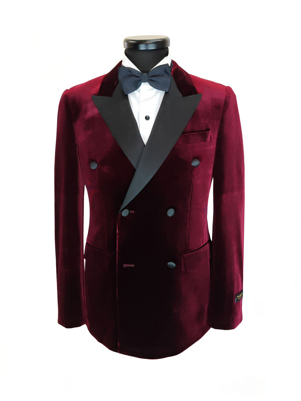 Burgundy Double Breasted Velvet Tuxedo Blazer