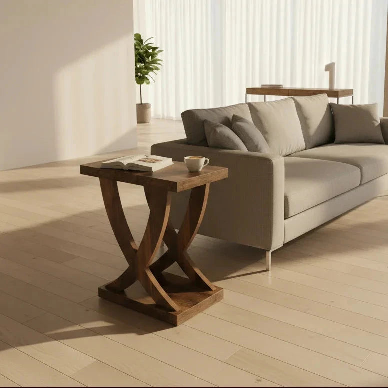 Sculptural Trestle Side Table