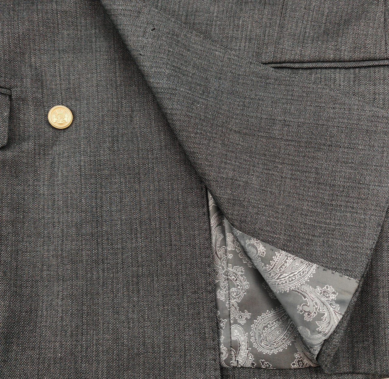 Grey Double-Breasted Slim Fit Suit