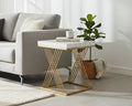 Chic Modern Square Side Table with Faux Marble Top