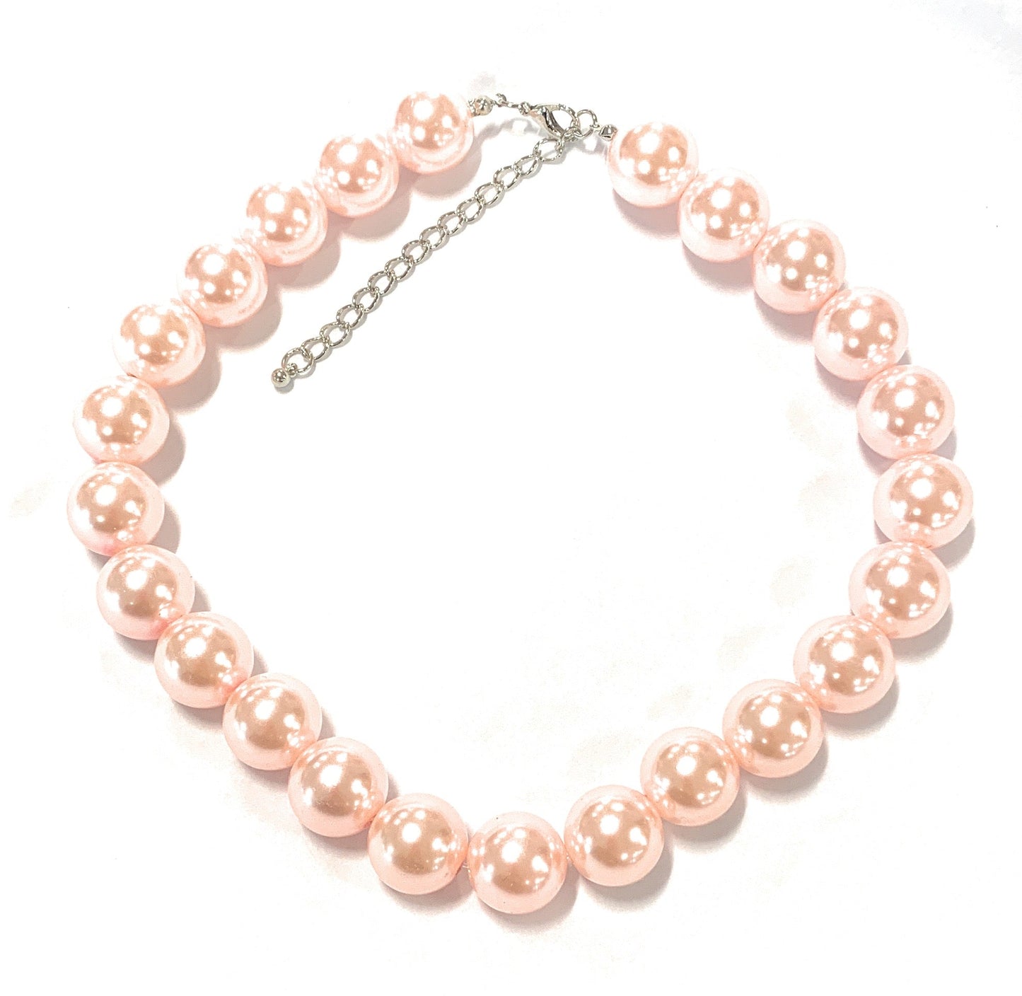 Large 18mm Faux Pearl Bead Chain Vintage Statement Great Gatsby Necklace Choker