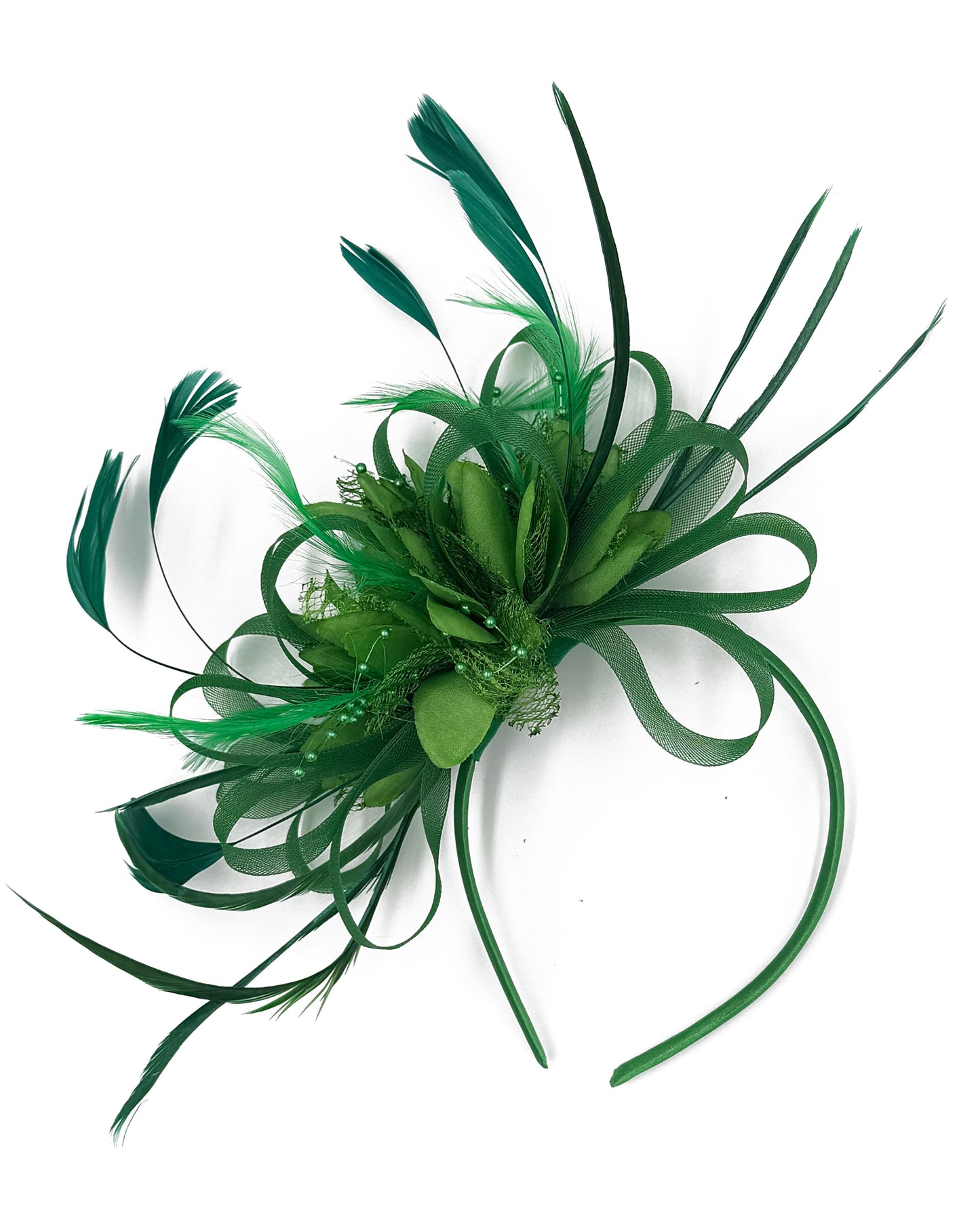 Green Full Hoop Wedding Fascinator Headband for Ascot Races