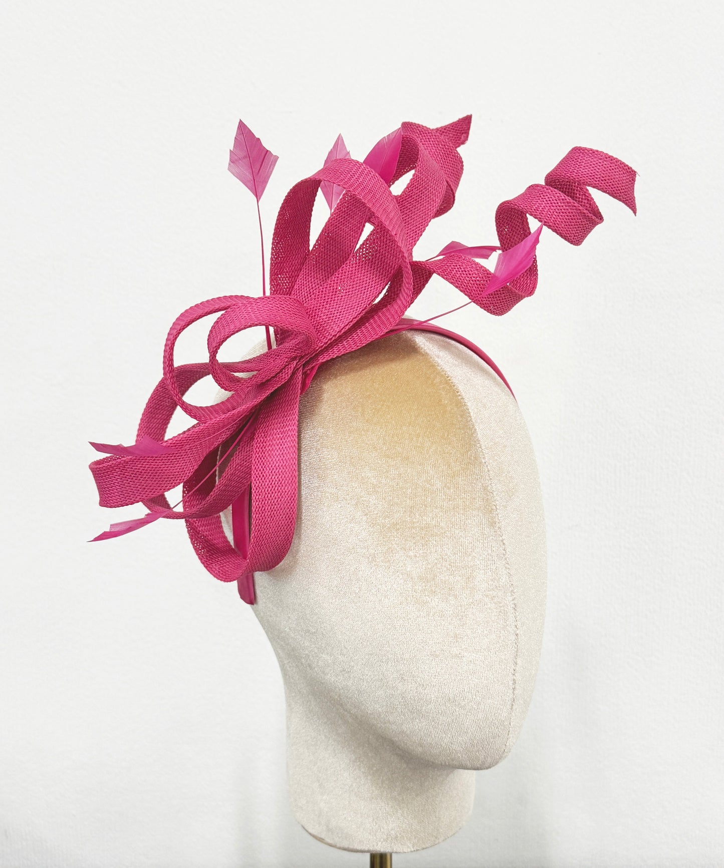 Caprilite Fuchsia Swirl Loop Sinamay Headband Fascinator for Women Wedding Ascot Races