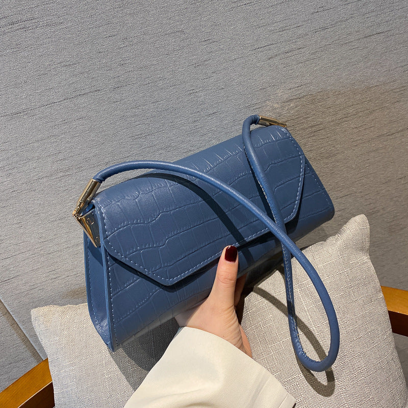 Caprilite Shoulder Bag Handbag Cornflower Blue Crocodile Embossed