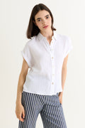 Abinaya Double Gauze Short Sleeved Shirt - White