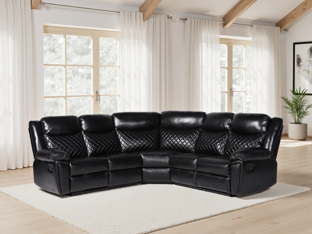 Myra Leather Air Large Corner Recliner Sofa with Quilted Cushions