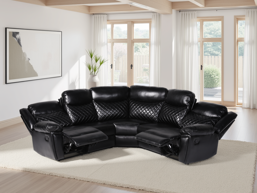 Myra Leather Air Large Corner Recliner Sofa with Quilted Cushions