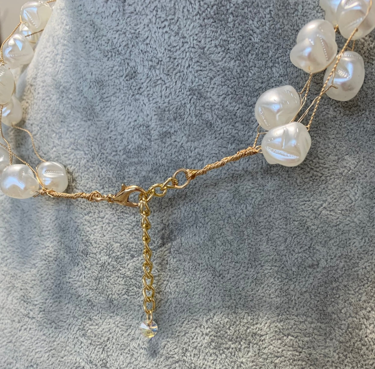 20s Gatsby Gold Tone Copper Hand Wired Faux Irregular Pearl Layered Choker Statement Necklace Fashion Chain Gift UK