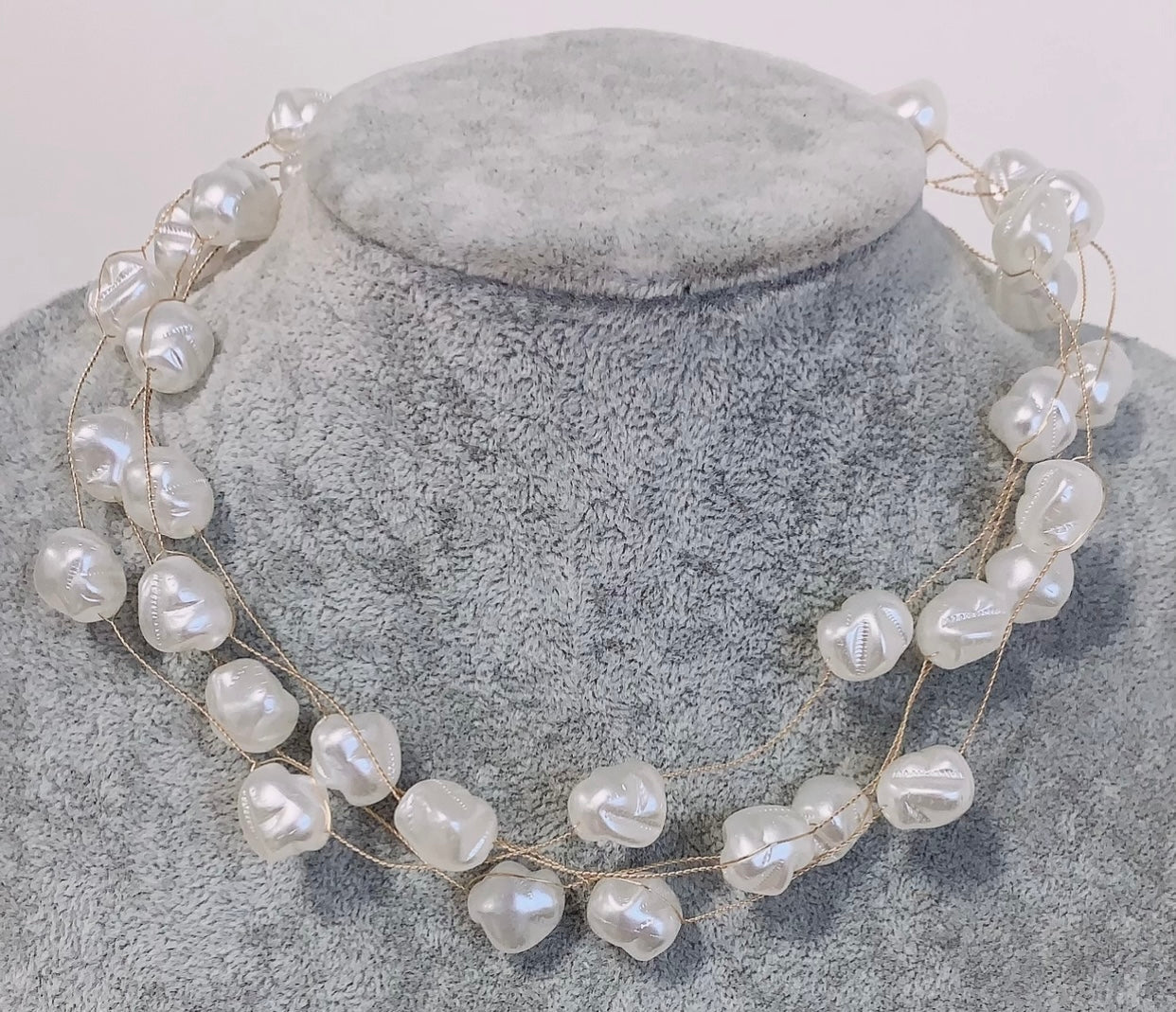 20s Gatsby Gold Tone Copper Hand Wired Faux Irregular Pearl Layered Choker Statement Necklace Fashion Chain Gift UK