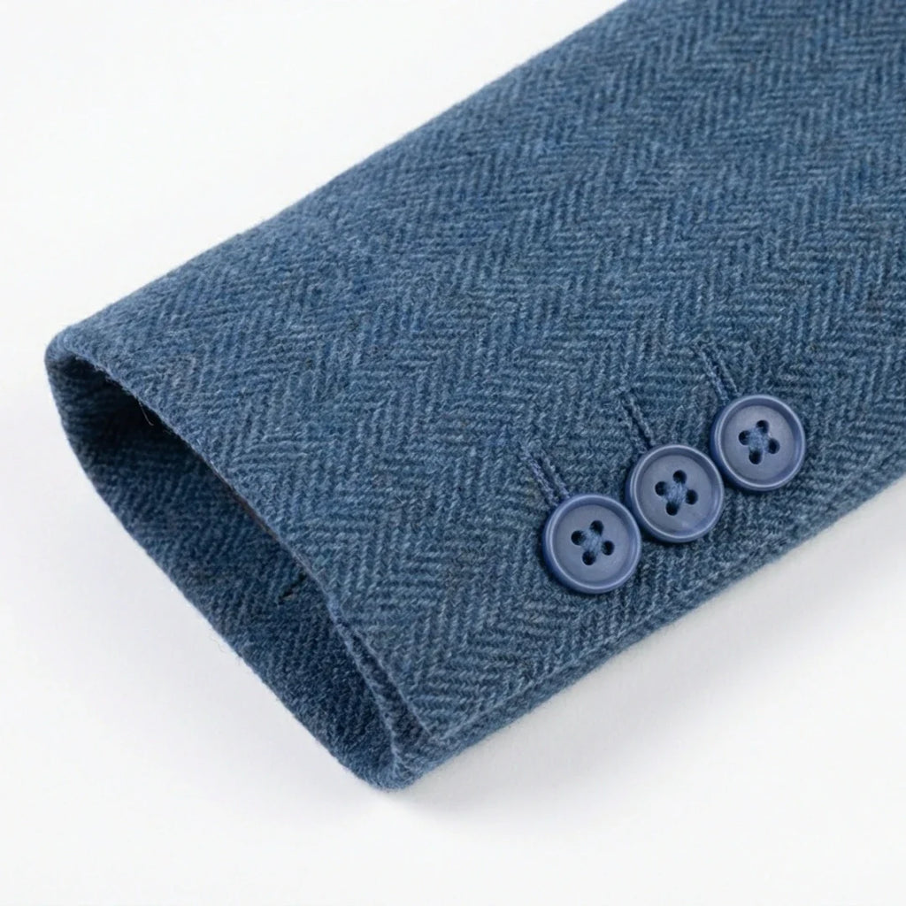 IMW-01 - Women's Blue Tweed Herringbone Blazer Waistcoat