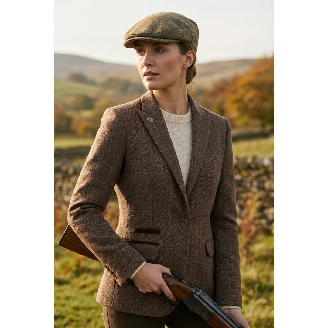 IMW-02 - Women's Oak Tweed Herringbone Blazer Waistcoat