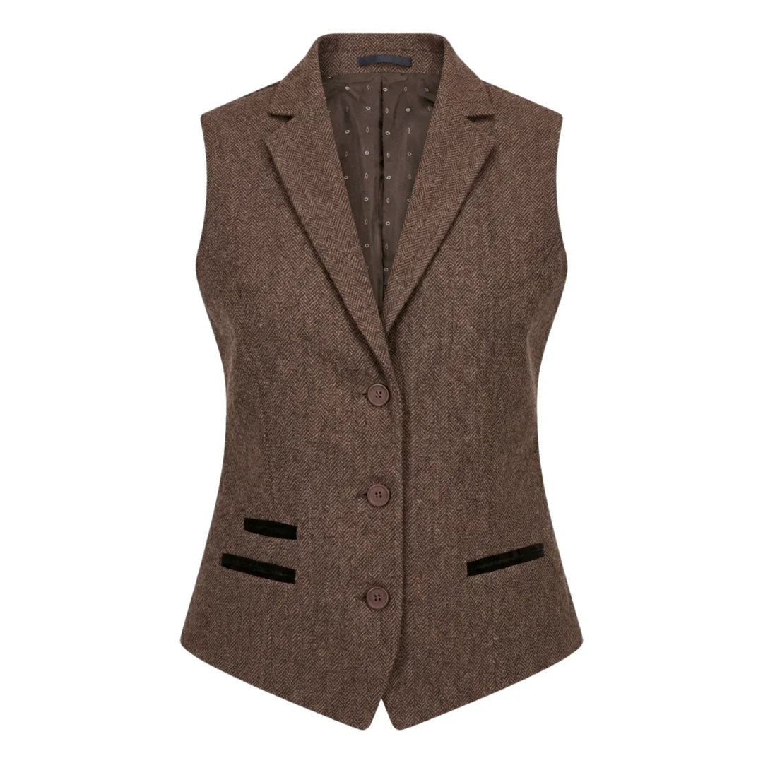 IMW-02 - Women's Oak Tweed Herringbone Blazer Waistcoat