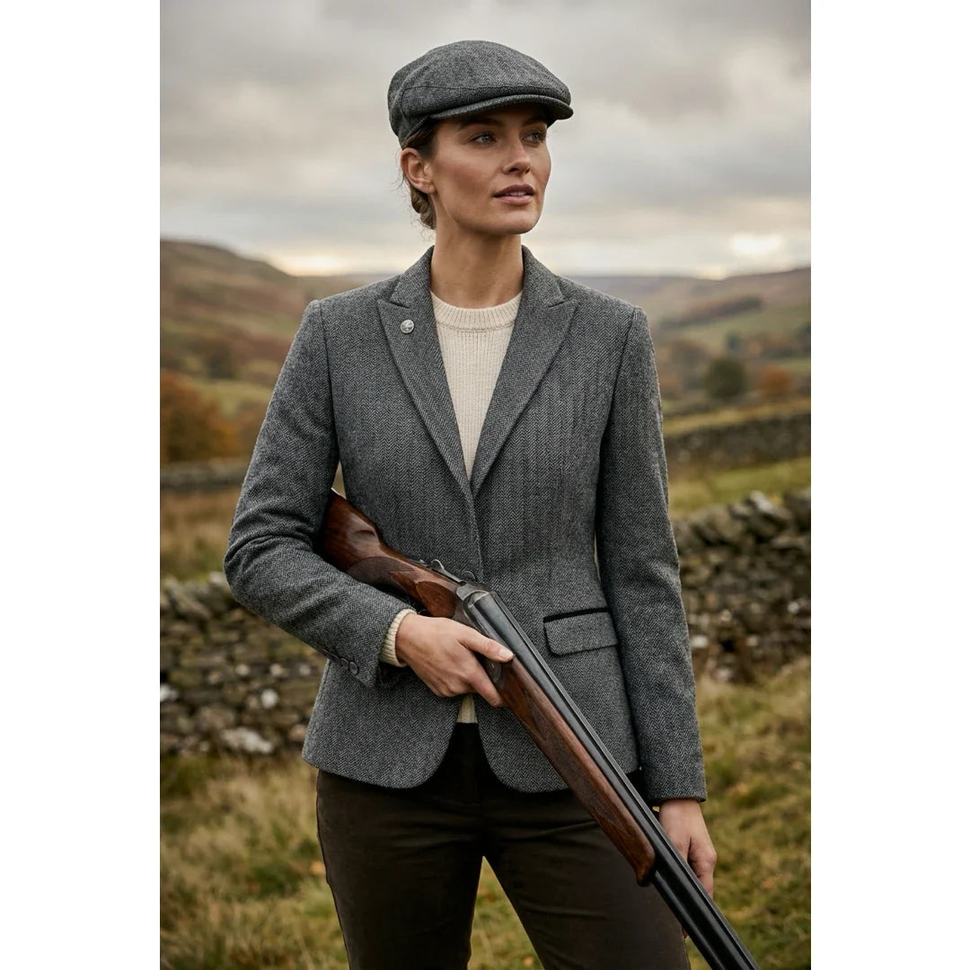 IMW-03 - Women's Grey Tweed Herringbone Blazer Waistcoat
