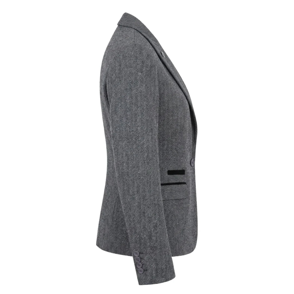IMW-03 - Women's Grey Tweed Herringbone Blazer Waistcoat