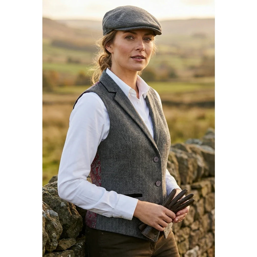 IMW-03 - Women's Grey Tweed Herringbone Blazer Waistcoat