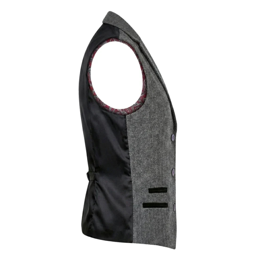 IMW-03 - Women's Grey Tweed Herringbone Blazer Waistcoat
