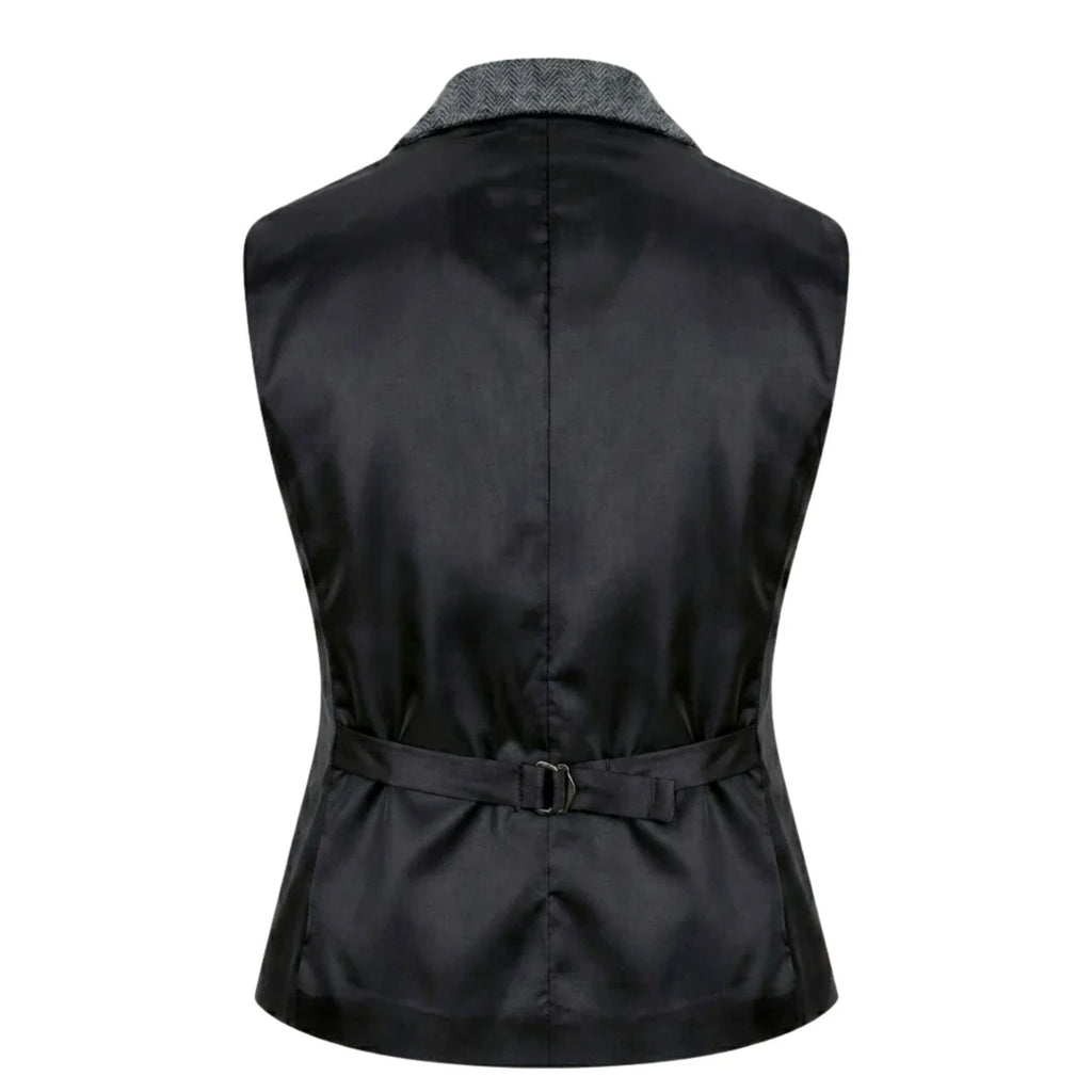 IMW-03 - Women's Grey Tweed Herringbone Blazer Waistcoat