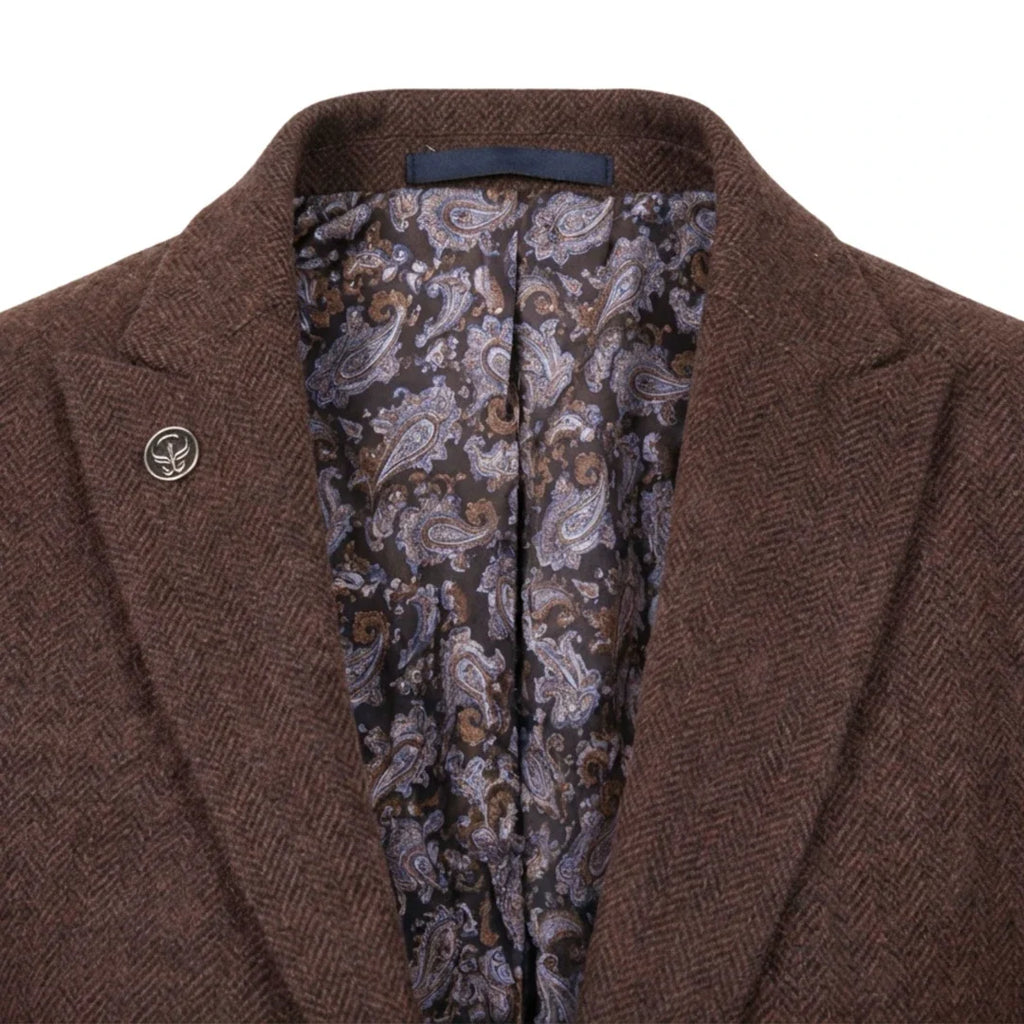 IMW-04 - Women's Brown Tweed Herringbone Blazer Waistcoat
