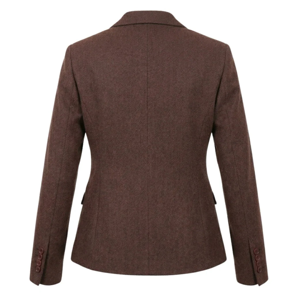 IMW-04 - Women's Brown Tweed Herringbone Blazer Waistcoat