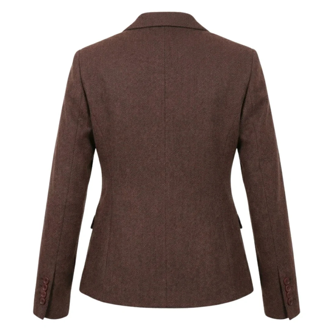 IMW-04 - Women's Brown Tweed Herringbone Blazer Waistcoat