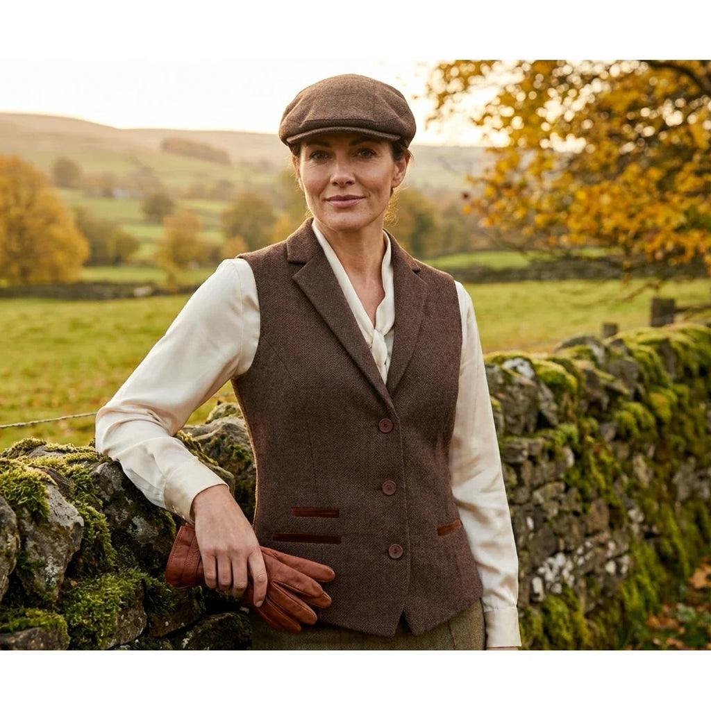 IMW-04 - Women's Brown Tweed Herringbone Blazer Waistcoat