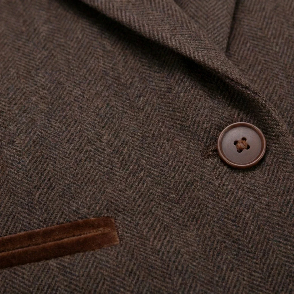 IMW-04 - Women's Brown Tweed Herringbone Blazer Waistcoat
